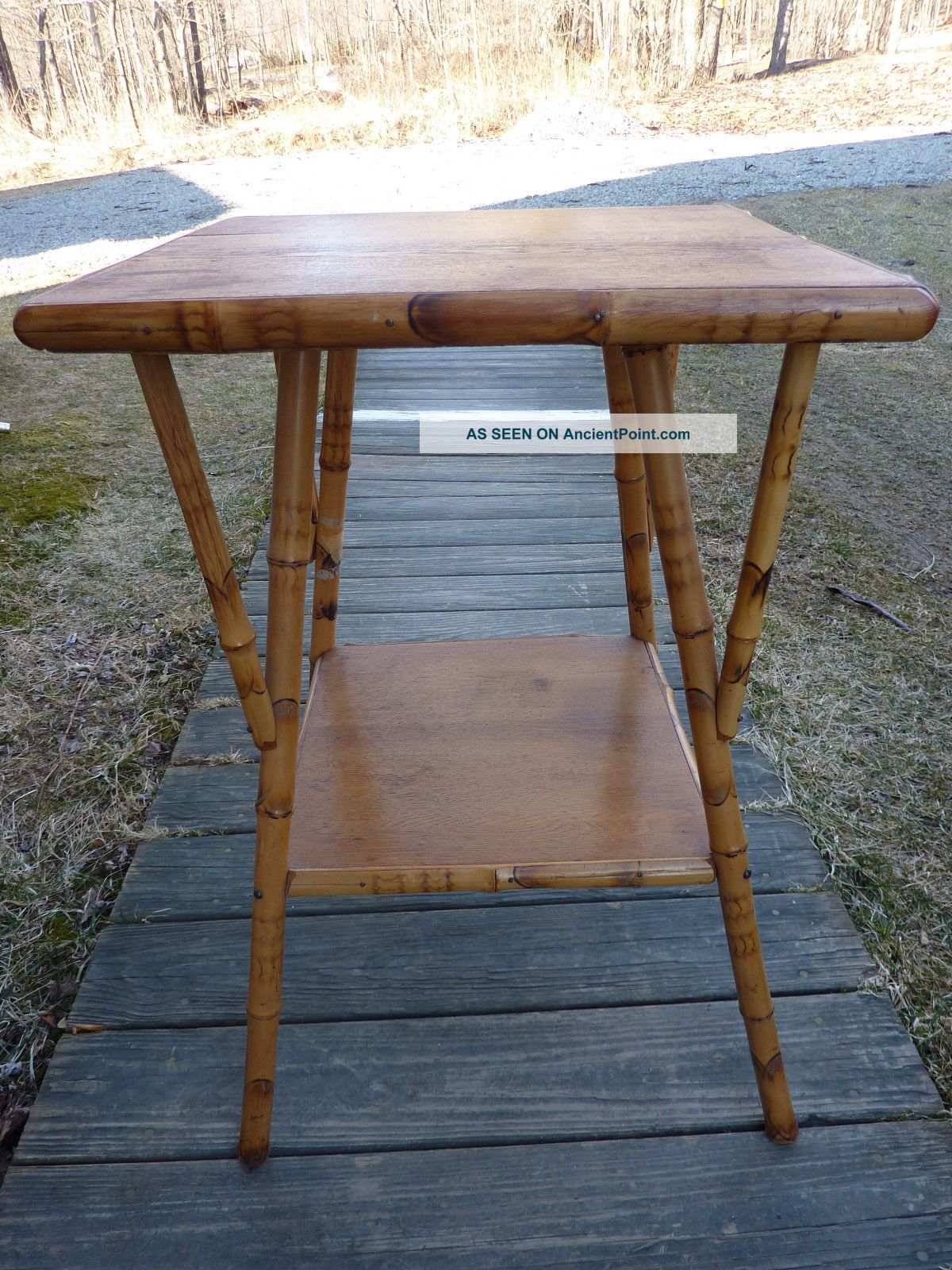 Vintage Victorian Bamboo / Oak Side Table 1800-1899 photo