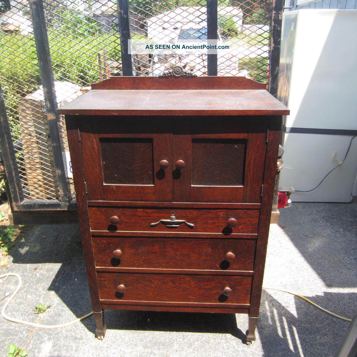 Oak 6 Drawer Dresser Antique Chest Cabinet Old Geo Hillemann Altamont Il Vintage 1900-1950 photo