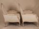 Pair Of Louis Xv Antique Style French White Painted Arm Chair Bergere Fauteuil Post-1950 photo 2