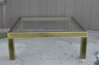 Mid - Century Modern Mastercraft Brass And Glass Coffee Table Vintage Eames End photo