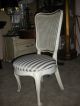 French Style White Shabby Dining Chairs Upholstered Round Seats Set 6 White Co. 1900-1950 photo 10