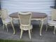 French Style White Shabby Dining Chairs Upholstered Round Seats Set 6 White Co. 1900-1950 photo 3