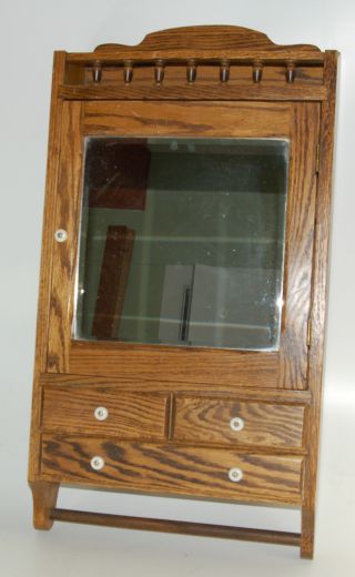 Oak Medicine Cabinet 25 - 30 Years Old Vintage Great/excellent Condition photo
