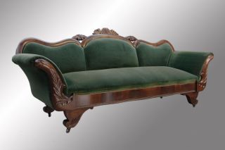 15970 Antique Empire Carved Period Sofa photo