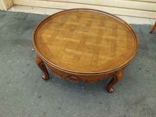50786 Baker Furniture Round Oak French Country Coffee Table photo