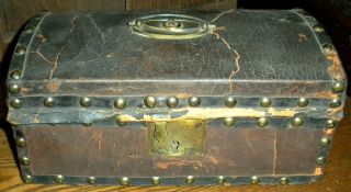 Antique C1820 Document Box Trunk Chest Newspaper Lining Of Sailor On Slave Ship photo