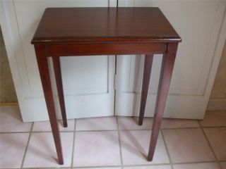 Vintage Rectangular End Side Table Lamp Stand Brown Mahogany Wood 22.  5 