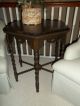 Vintage Wood Hexagonal 6 Sided Accent End Side Table Great Detail Unknown photo 1