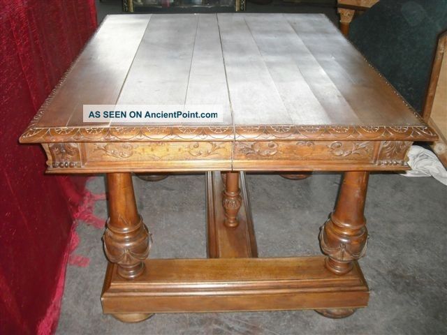 Italian Victorian Walnut Antique Dining Room Table 11it098d 1800-1899 photo