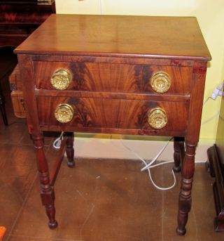 Antique American Federal Mahogany 2 Drawer Stand Circa 1820 photo