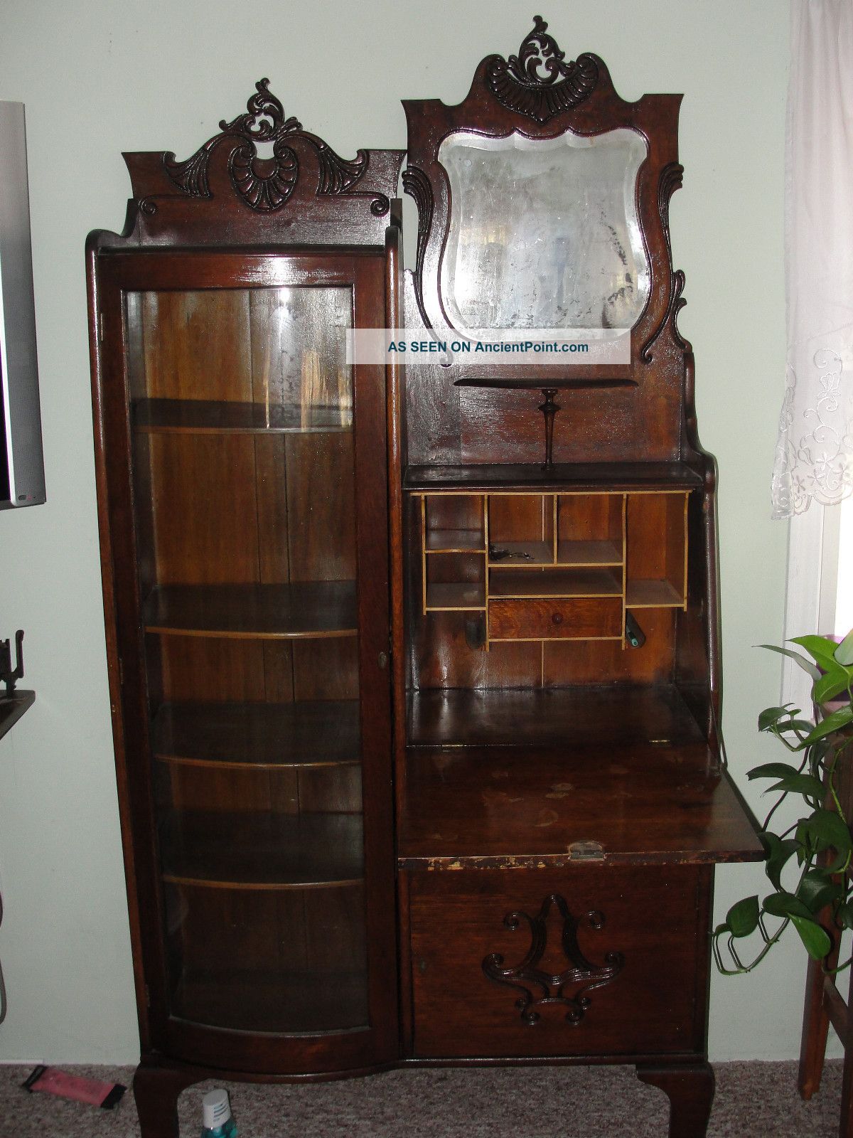 Side - By - Side Secretary,  Desk,  Wood, ,  Beveled Mirror,  Lamp Shelf,  Old 1800-1899 photo