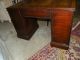Antique Leather Top Mahogany Kneehole Desk With Needlepoint Chair 1900-1950 photo 3