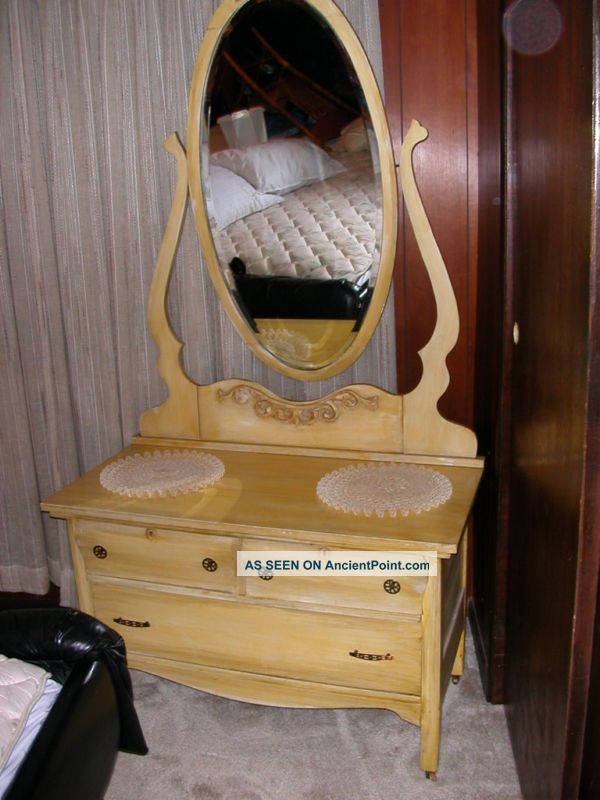 Vintage / Antique Dresser With Tall Mirror.  Circa 1900 1900-1950 photo