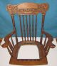 Exceptional Victorian Carved Oak Pressback Office Chair Top W/arms - Must See 1800-1899 photo 3