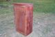 Antique Primitive Early 1800s Wooden One Door Cupboard With Old Red Finish 1800-1899 photo 3