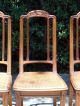 Antique Dining Table & 6 Cane Seat Chairs - Hand Carved Grapevine Design 1900-1950 photo 9