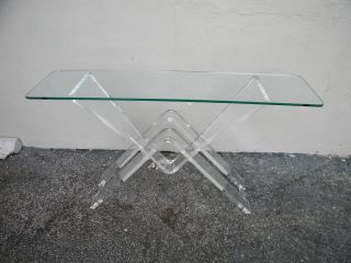 Mid - Century Lucite Glass - Top Console Table 2691a photo