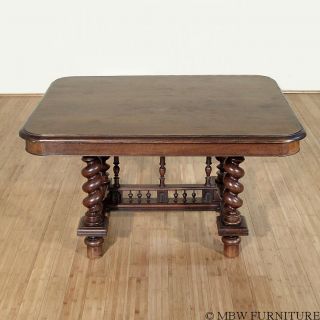 Antique French Solid Oak Jacobean Dining Table A117 photo