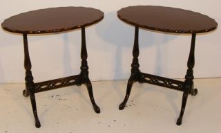 Good Quality Antique Pair Of Mahogany Oval Wine Tables photo