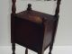 Vintage Smoking Stand Antique Wood Table Metal Lined W/ Carry Handle Cigar Unknown photo 4