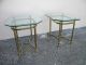 Pair Of Mid - Century Brass Glass Top Side Tables 2085 Post-1950 photo 1