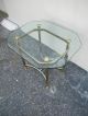 Pair Of Mid - Century Brass Glass Top Side Tables 2085 Post-1950 photo 6