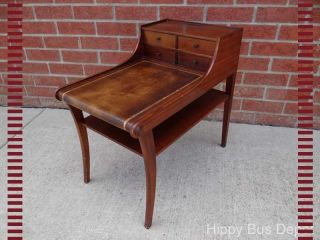 Vintage Leather Topped Mahogany Step End Table With 4 Drawers & Bottom Shelf photo
