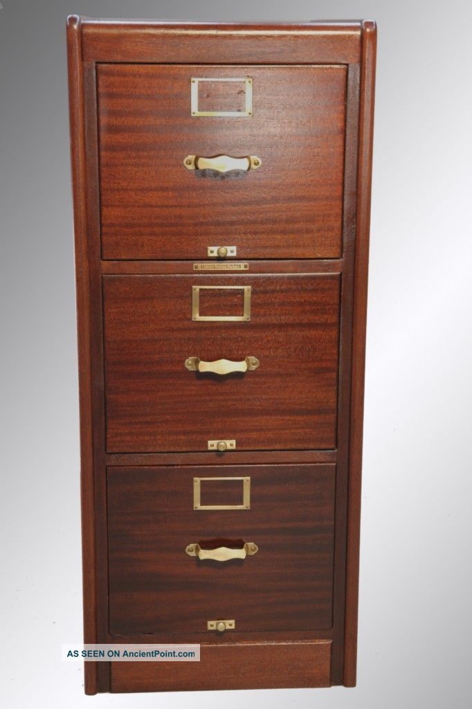 15746 Antique Mahogany Three - Drawer File Cabinet - Rare 1800-1899 photo