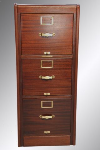 15746 Antique Mahogany Three - Drawer File Cabinet - Rare photo