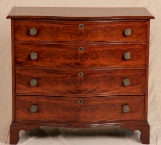 American Chippendale Federal Serpentine Antique Chest Drawers Dresser,  C.  1830 photo