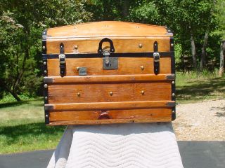Antique Trunk Charming Restoration Smaller Size Patent Date Of 1869 photo