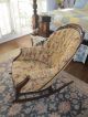 Antique Victorian Sleigh Rocking Chair With Tufted Tapestry Upholstery 1800-1899 photo 2