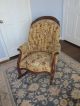 Antique Victorian Sleigh Rocking Chair With Tufted Tapestry Upholstery 1800-1899 photo 3