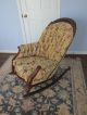 Antique Victorian Sleigh Rocking Chair With Tufted Tapestry Upholstery 1800-1899 photo 5