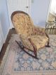 Antique Victorian Sleigh Rocking Chair With Tufted Tapestry Upholstery 1800-1899 photo 7
