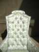 Pair Of Two Vintage Green Silk Brocade Arm Chairs French Provincial Style Post-1950 photo 3