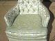 Pair Of Two Vintage Green Silk Brocade Arm Chairs French Provincial Style Post-1950 photo 4