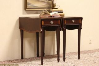 Pair Traditional Drop Leaf End Or Lamp Tables photo
