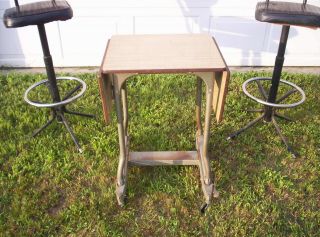 Vintage Rolling Drop Leaf Table Workbench (lamidall) Industrial Era photo