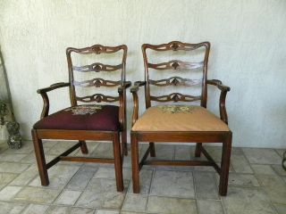 Vintage Chippendale Chairs With Scallop Shell Design And Needlepoint Seats photo