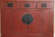 Antique Asian Red Painted Kitchen Cabinet Case Or Bedroom Dresser C 19th Century 1800-1899 photo 1