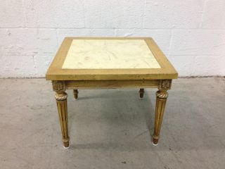 Vintage Solid Wood Occasional/end Table With Marble Insert photo
