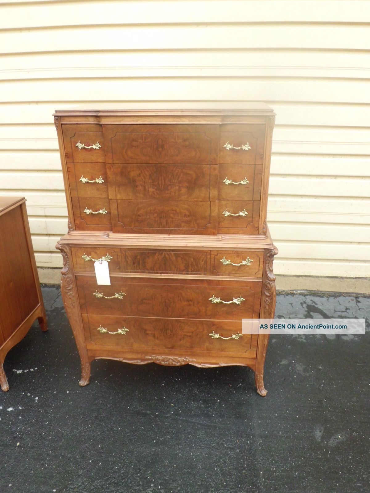 50760 Antique French Walnut High Chest Dresser 1900-1950 photo