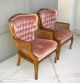Pair Vintage Mid Century Modern Cane Wingback Rose Arm Chairs French Provincial Post-1950 photo 1