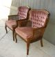 Pair Vintage Mid Century Modern Cane Wingback Rose Arm Chairs French Provincial Post-1950 photo 2
