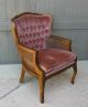 Pair Vintage Mid Century Modern Cane Wingback Rose Arm Chairs French Provincial Post-1950 photo 3