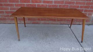 Mid Century Modern Walnut Wood Coffee Table Bench With Peg Legs photo