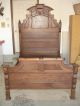Antique Victorian Style Bed Walnut & Burl Wood 3/4 Three Quarter Or Double Size 1900-1950 photo 1