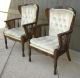 Pair Vintage French Provincial Wingback Cane White Velvet Arm Chairs Post-1950 photo 2
