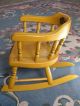 Antique Wood Child Rocking Chair Stencil Mustard Yellow 1900-1950 photo 3